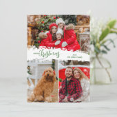 Merry Christmas 3 Photo Collage Feiertagskarte (Stehend Vorderseite)