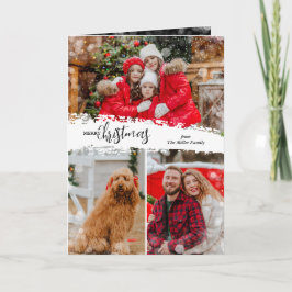 Merry Christmas 3 Photo Collage Folded Feiertagskarte