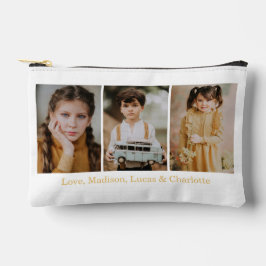 Merry Christmas 3 Photo Collage Gold Zubehörtasche