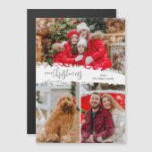 Merry Christmas 3 Photo Magnetic Holiday Card Magnetkarte (Vorne/Hinten)