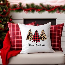 Merry Christmas 3 tree prints, Pillow Print. Kissen