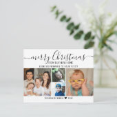 Merry Christmas 4 Photo Collage Holiday Moving Ankündigungspostkarte (Stehend Vorderseite)