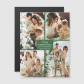 Merry Christmas 4 Photo Collage Magnetic Card Magnetkarte (Vorne/Hinten)