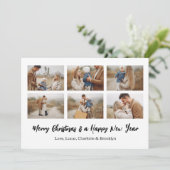 Merry Christmas 6 Photo Collage  Einladung (Stehend Vorderseite)