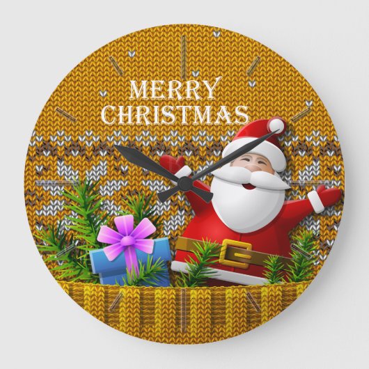 Merry Christmas 98 Image Options Wall Clocks Große Wanduhr (Vorderseite)