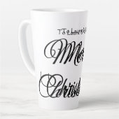 Merry Christmas add name text custom family gift Milchtasse (Linke Ecke)