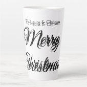 Merry Christmas add name text custom family gift Milchtasse (Vorderseite)