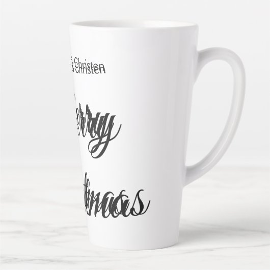 Merry Christmas add name text custom family gift Milchtasse (Rechts)