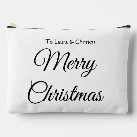 Merry Christmas add name text custom family gift Zubehörtasche (Vorderseite)