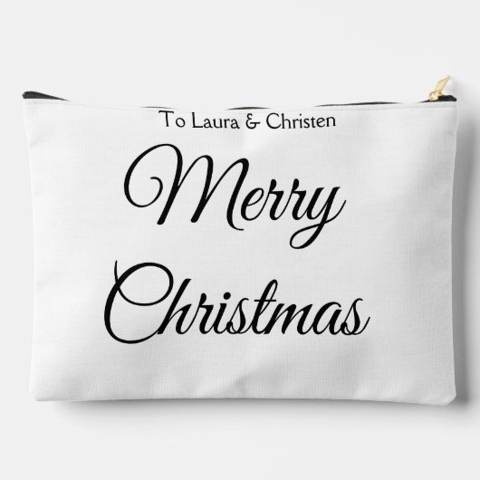 Merry Christmas add name text custom family gift Zubehörtasche (Rückseite)