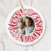 Merry Christmas Add Your Foto Geschenkanhänger (Vorderseite)