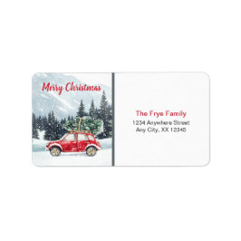 Merry Christmas Address Label | Red Holiday Car Adressaufkleber