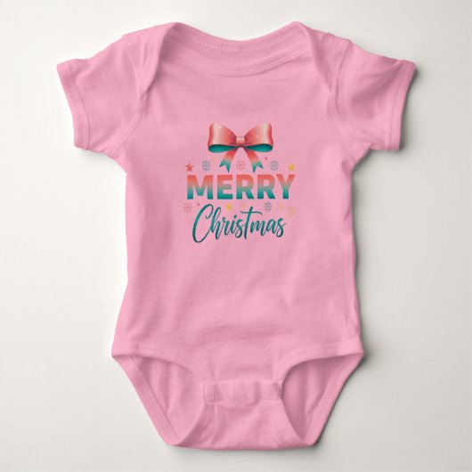 Merry Christmas Adorable Baby Festive Bow Bodysuit Baby Strampler (Vorderseite)