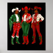Merry Christmas African American Afro Cowgirl West Poster (Vorne)