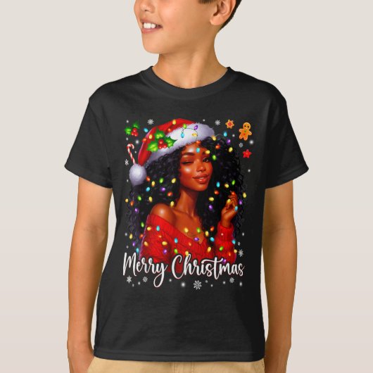 Merry Christmas African American Melanin Pjs Xmas T-Shirt (Vorderseite)