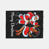 Merry Christmas African American Santa Claus Xmas Fleecedecke (Vorderseite (Horizontal))