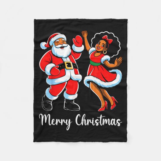 Merry Christmas African American Santa Claus Xmas Fleecedecke (Vorderseite)