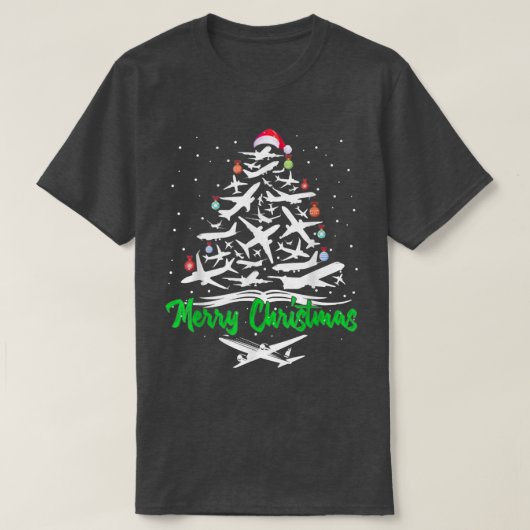 Merry Christmas  Airplane Christmas Tree Plane Xma T-Shirt (Design vorne)