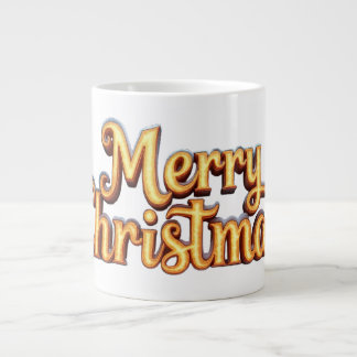 Merry Christmas als Goldener Schriftzug Jumbo-Tasse