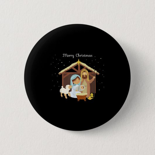 Merry Christmas & Nativity Scene Christian Fai Button (Vorderseite)