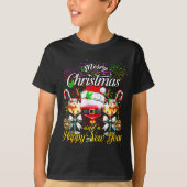 Merry Christmas And A Happy New Year Firework Wine T-Shirt (Vorderseite)