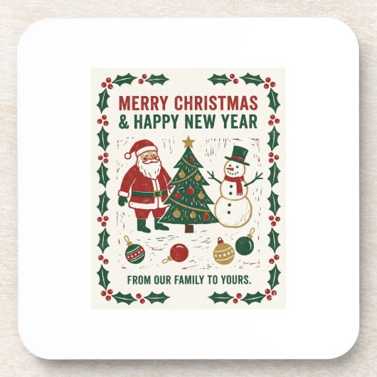 Merry Christmas and a Happy New Year Getränkeuntersetzer (Vorderseite)