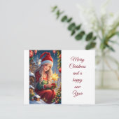 Merry Christmas and a happy new Year Girl Postkarte (Stehend Vorderseite)