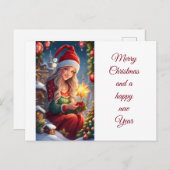 Merry Christmas and a happy new Year Girl Postkarte (Vorne/Hinten)