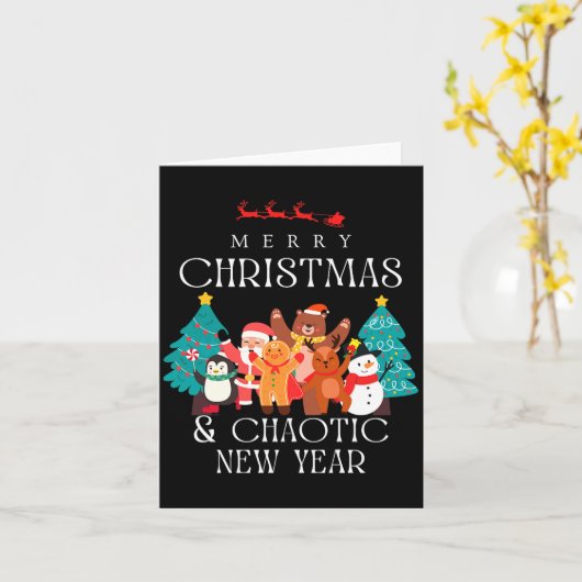 Merry Christmas And Chaotic New Year Funny Sarcast Karte (Gelbe Blume)