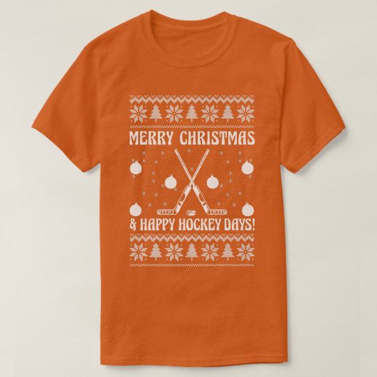 Merry Christmas And Happy Hockeydays Funny Ice Hoc T-Shirt (Design vorne)