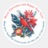 Merry Christmas and Happy New Year! 20XX Red Bird Runder Aufkleber (Vorderseite)
