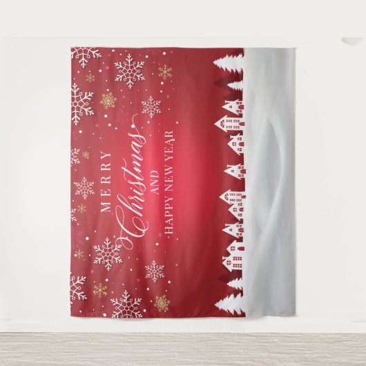 Merry Christmas and Happy New Year backdrop Wandteppich (Vorderseite)