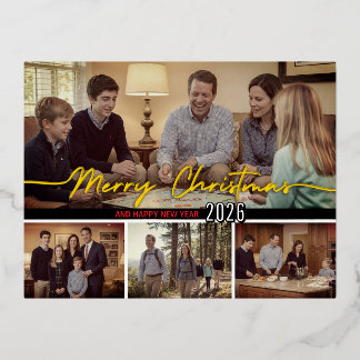 Merry Christmas And Happy New Year Card Folien Feiertagspostkarte