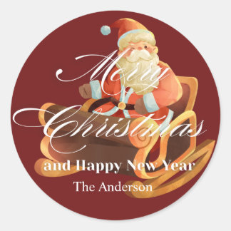 merry christmas and happy new year Classic Round Runder Aufkleber