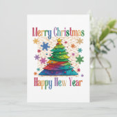 Merry Christmas And Happy New Year Einladung (Stehend Vorderseite)