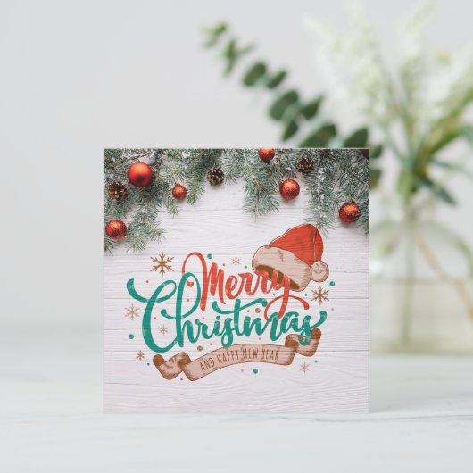 Merry Christmas And Happy New Year Einladung (Stehend Vorderseite)