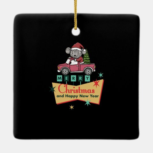 Merry Christmas and Happy New Year Keramikornament (Rückseite)