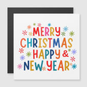MERRY CHRISTMAS AND HAPPY NEW YEAR MAGNETKARTE (Vorne/Hinten)
