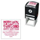 Merry Christmas and Happy New Year Name Address Permastempel (Beispiel)