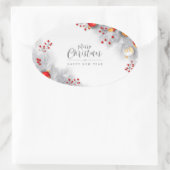 Merry Christmas And Happy New Year Ovaler Aufkleber (Tasche)