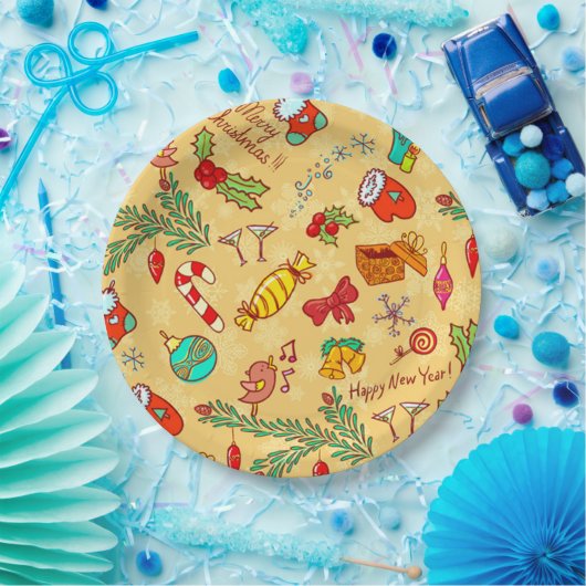 Merry Christmas And Happy New Year Pappteller (Party)