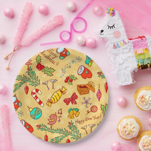 Merry Christmas And Happy New Year Pappteller (Party)