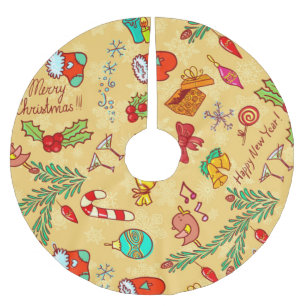 Merry Christmas And Happy New Year Polyester Weihnachtsbaumdecke