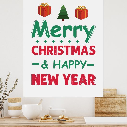 Merry Christmas And Happy New Year Poster (Küche)