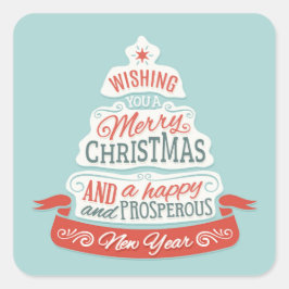 Merry Christmas And Happy New Year Quadratischer Aufkleber