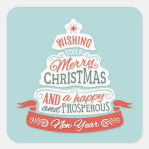 Merry Christmas And Happy New Year Quadratischer Aufkleber