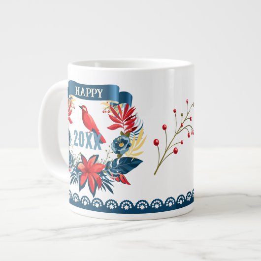 Merry Christmas and Happy New Year! Red Bird Jumbo-Tasse (Vorderseite Links)
