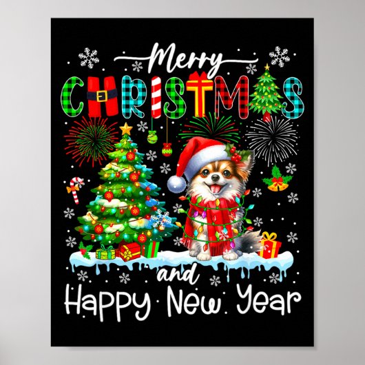 Merry Christmas And Happy New Year Santa Chihuahua Poster (Vorne)