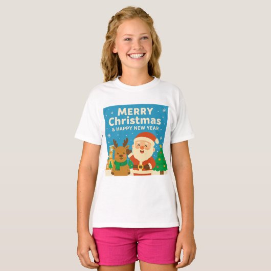 Merry Christmas and Happy New Year - Santa T-Shirt (Vorne ganz)
