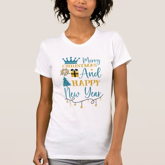 Merry Christmas and Happy New Year Typography T-Shirt (Vorderseite)